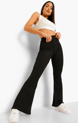 Black Wide Knitted Basic Flares – Styched Fashion