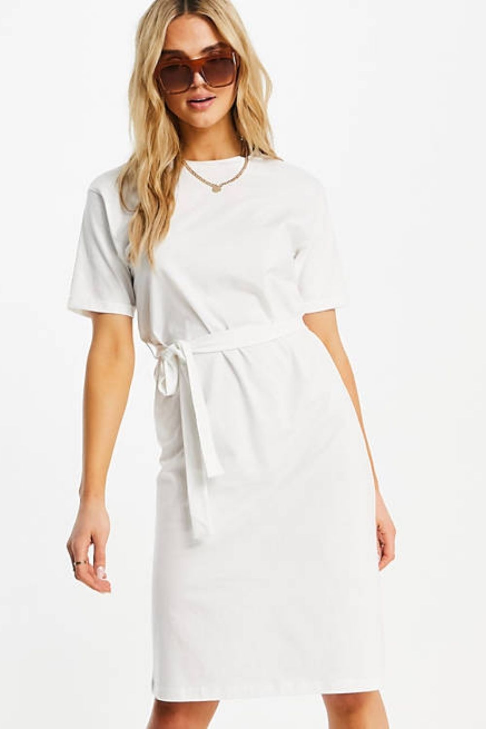 White t shirt store midi dress