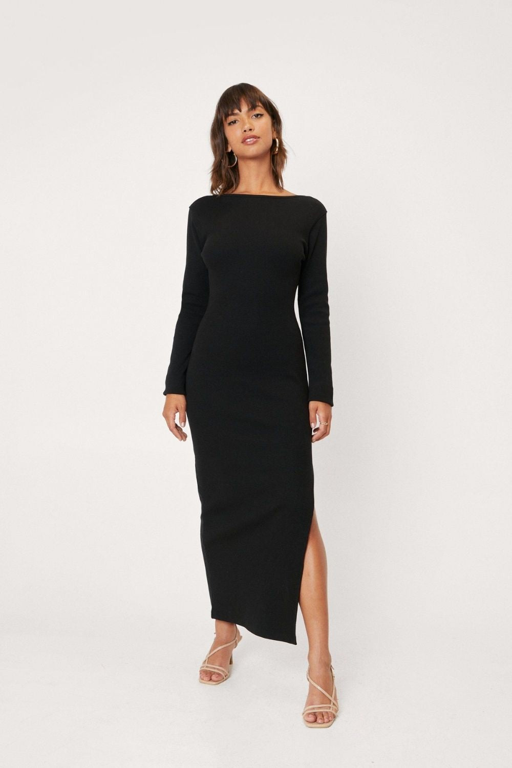 Solid Bodycon Maxi Black Dress – Styched Fashion