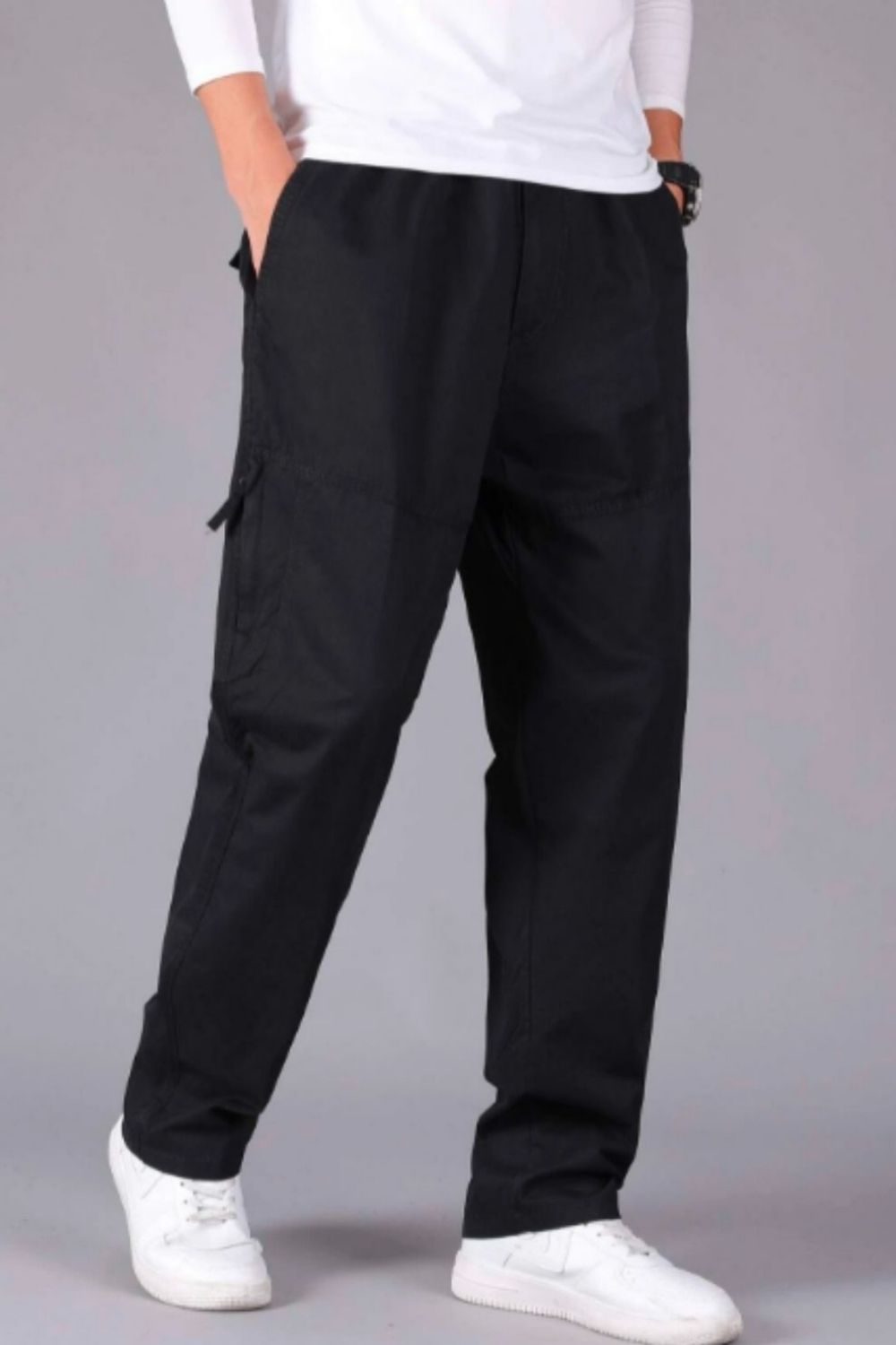 Drawstring Waist Striped Side Flap Pocket Pants – Styched Fashion