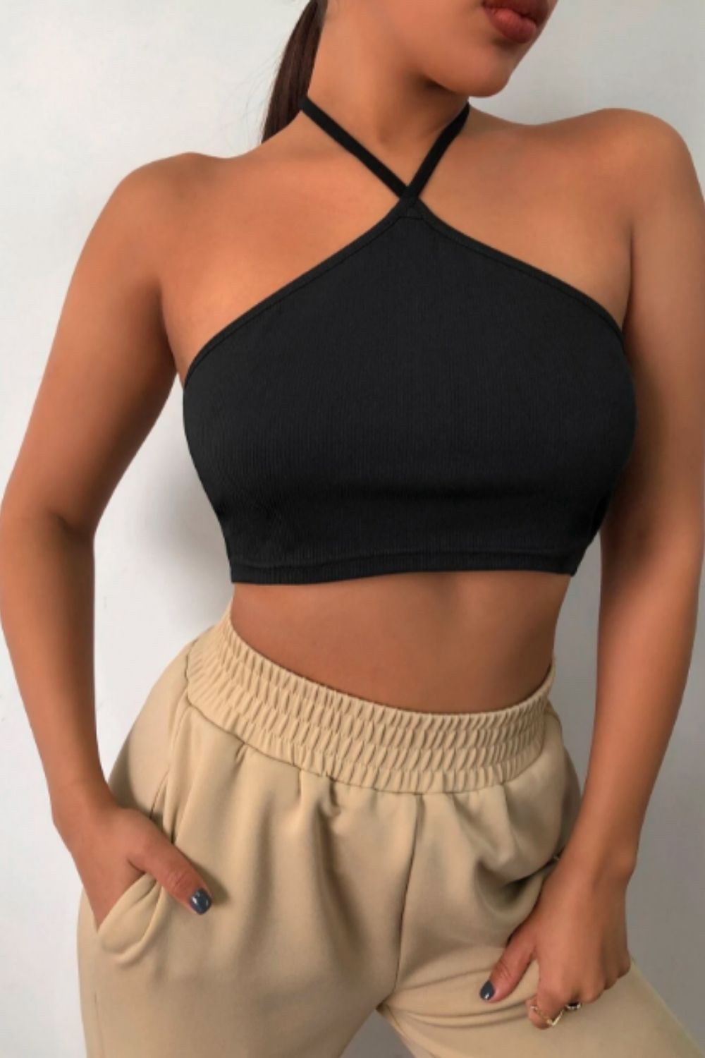 Halter neck backless crop top – Styched Fashion