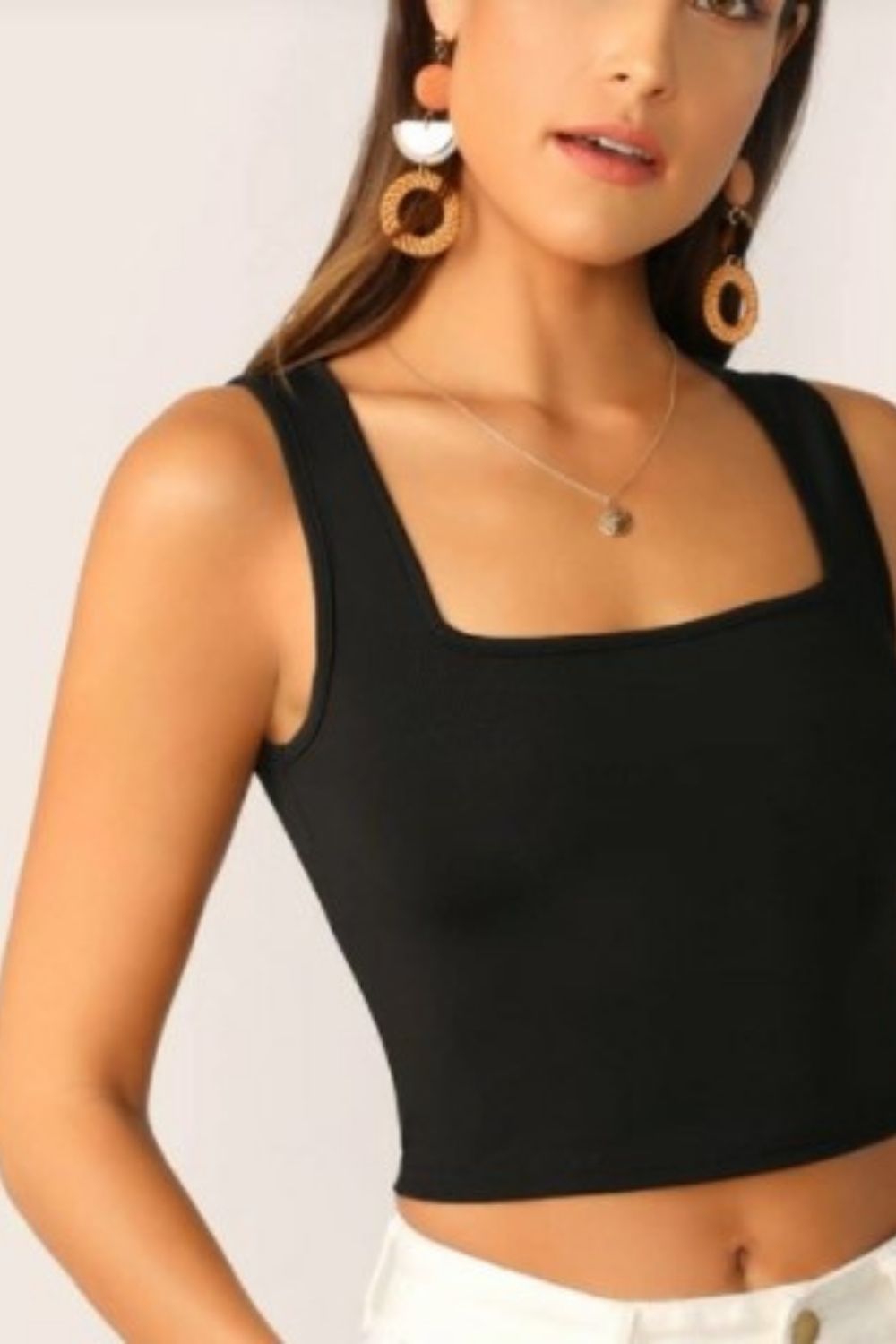 Cropped tank black top – Styched Fashion