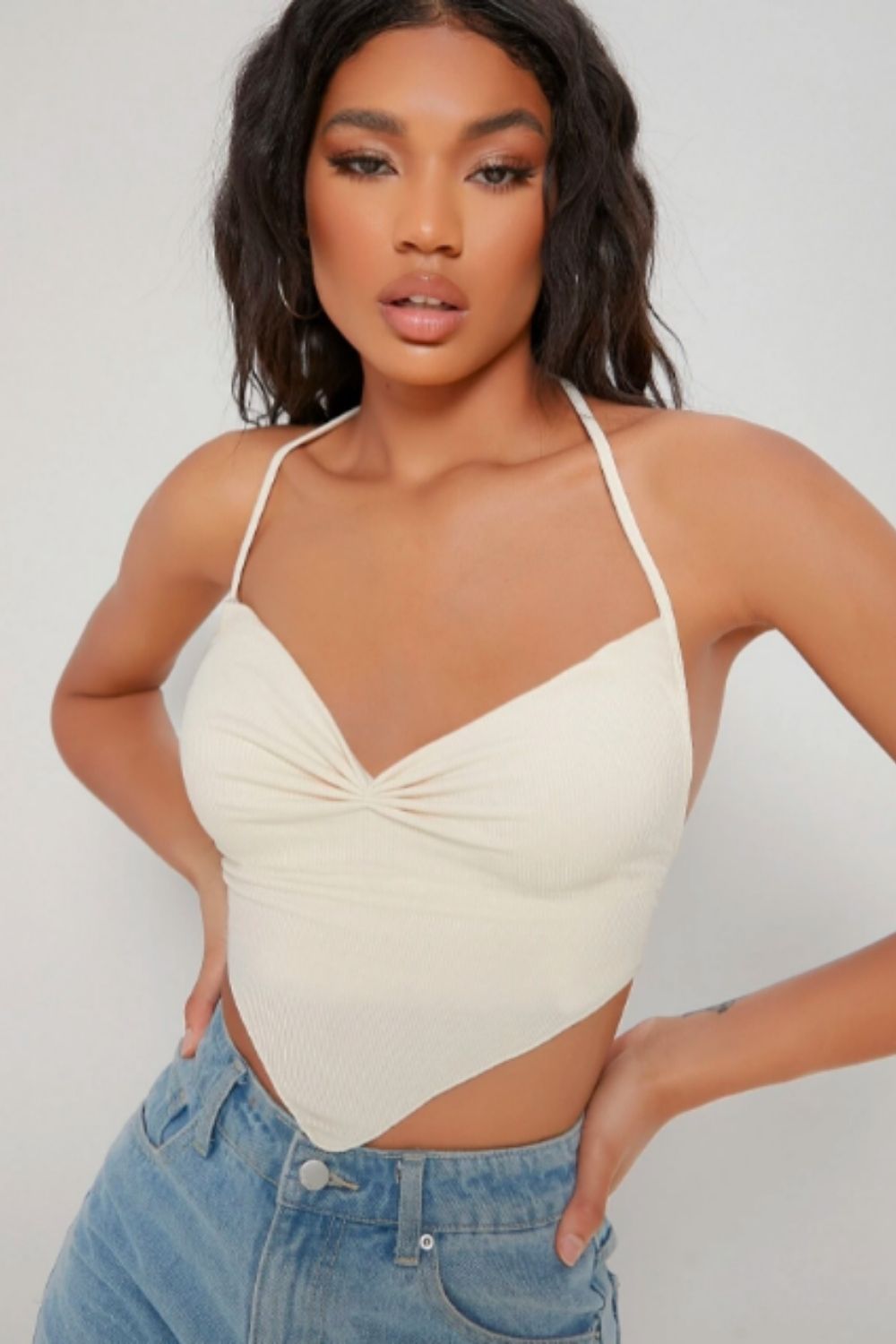 Halter Neck White Body Hugging Top – Styched Fashion