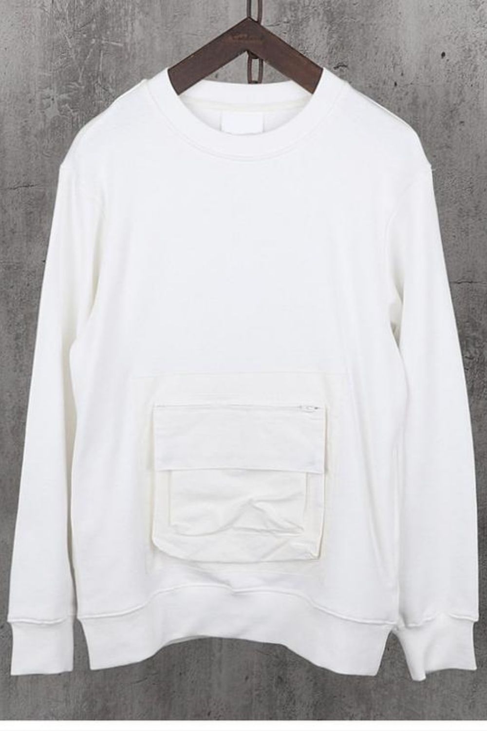Front Pocket Long Sleeve T-shirt White – Styched Fashion