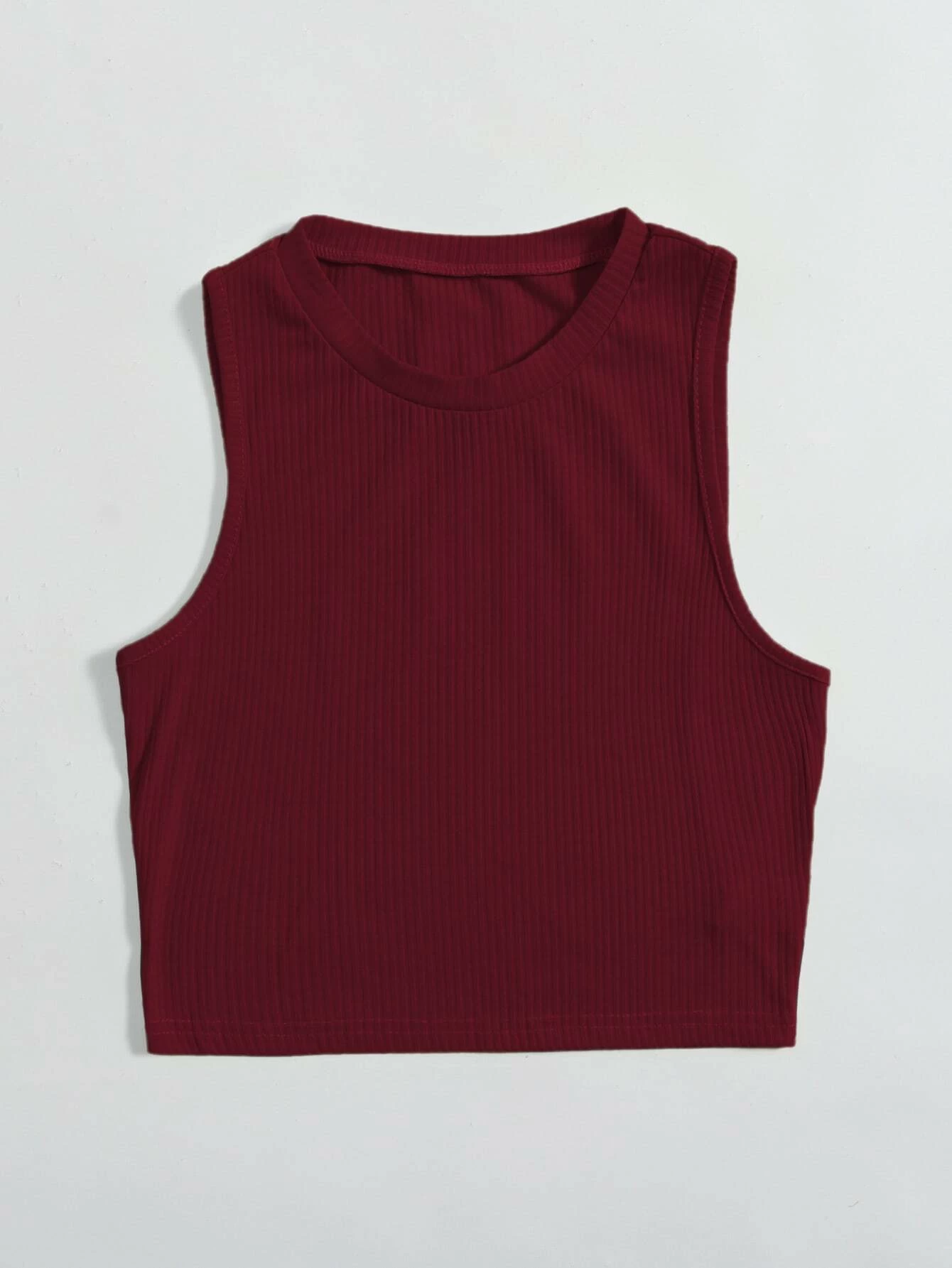 Fitted cropped tank top maroon – Styched Fashion