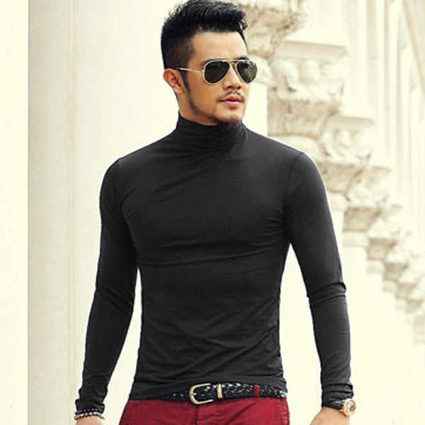 Casual Loose Knitted Pullover High Neck Chunky Sweater Jumpers Fashion Tops  Mens