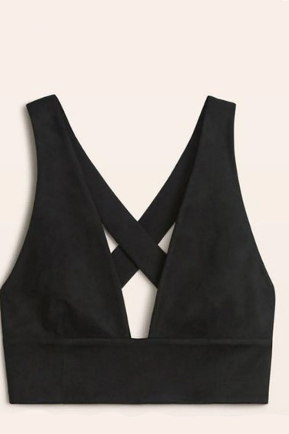 Black Plunge Neckline Sleeveless Crop Top