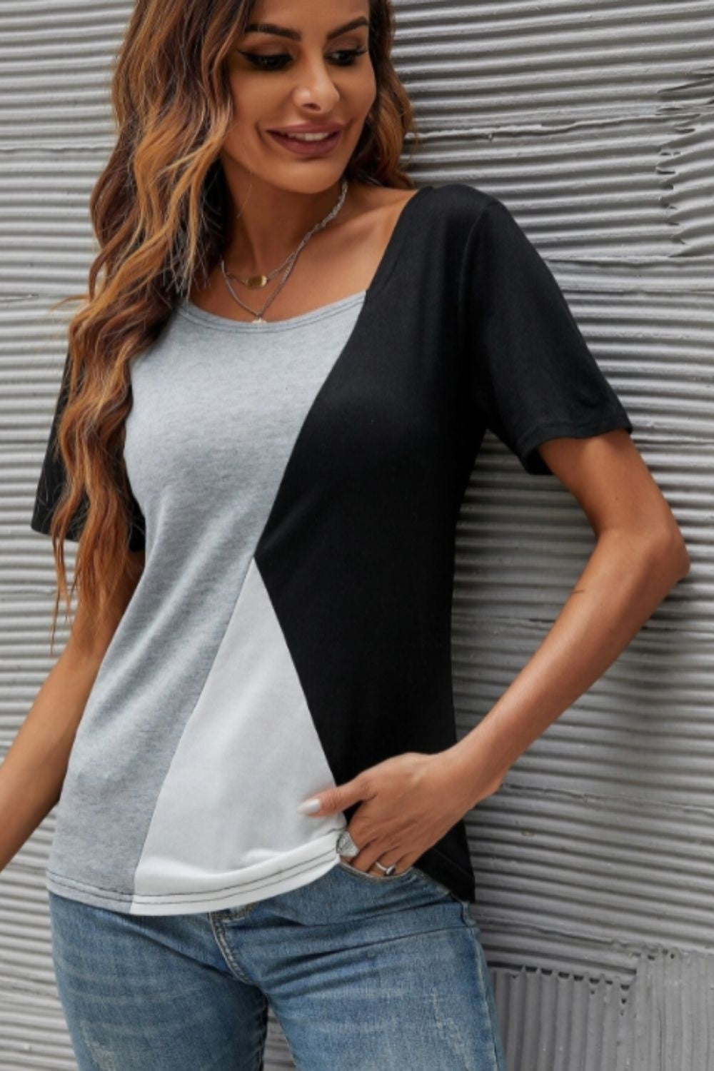 Color Block Jersey Top