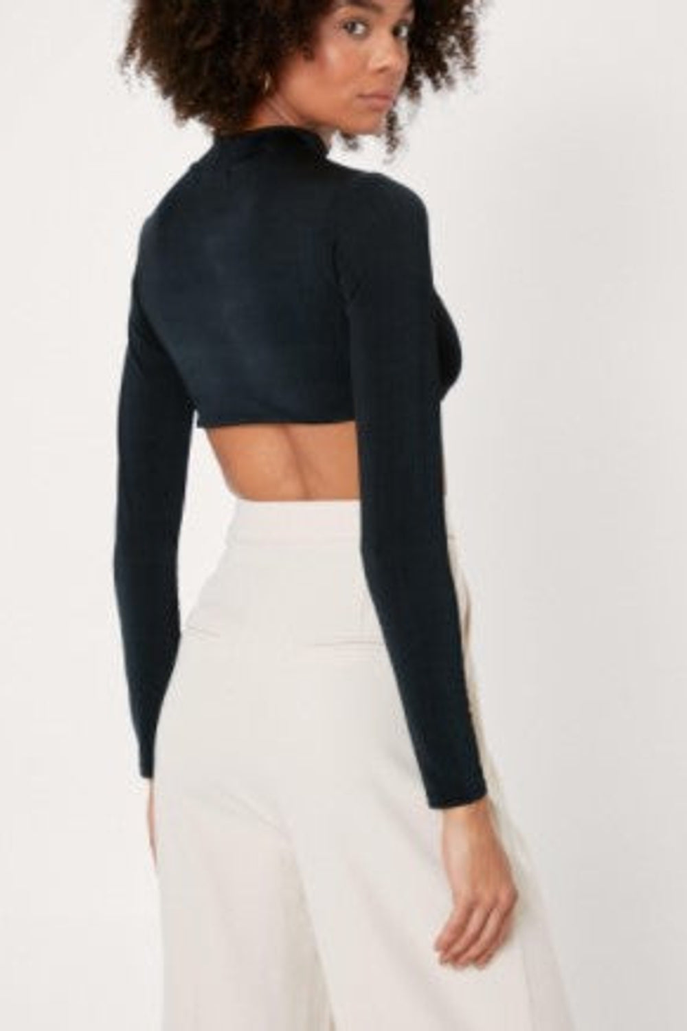 High Neck Under Cup Line Detail Crop Top