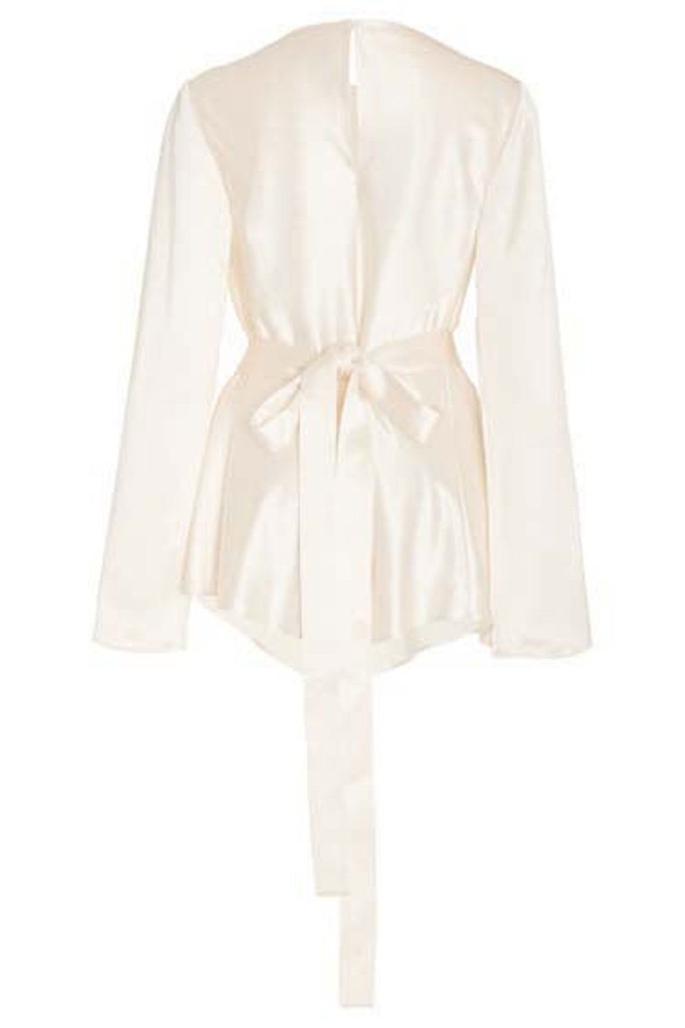 Petite White Belted Draped Satin Top