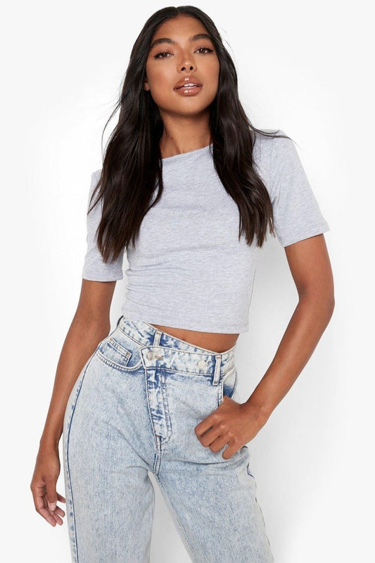 Tall Basic Short Sleeve  Crop Top