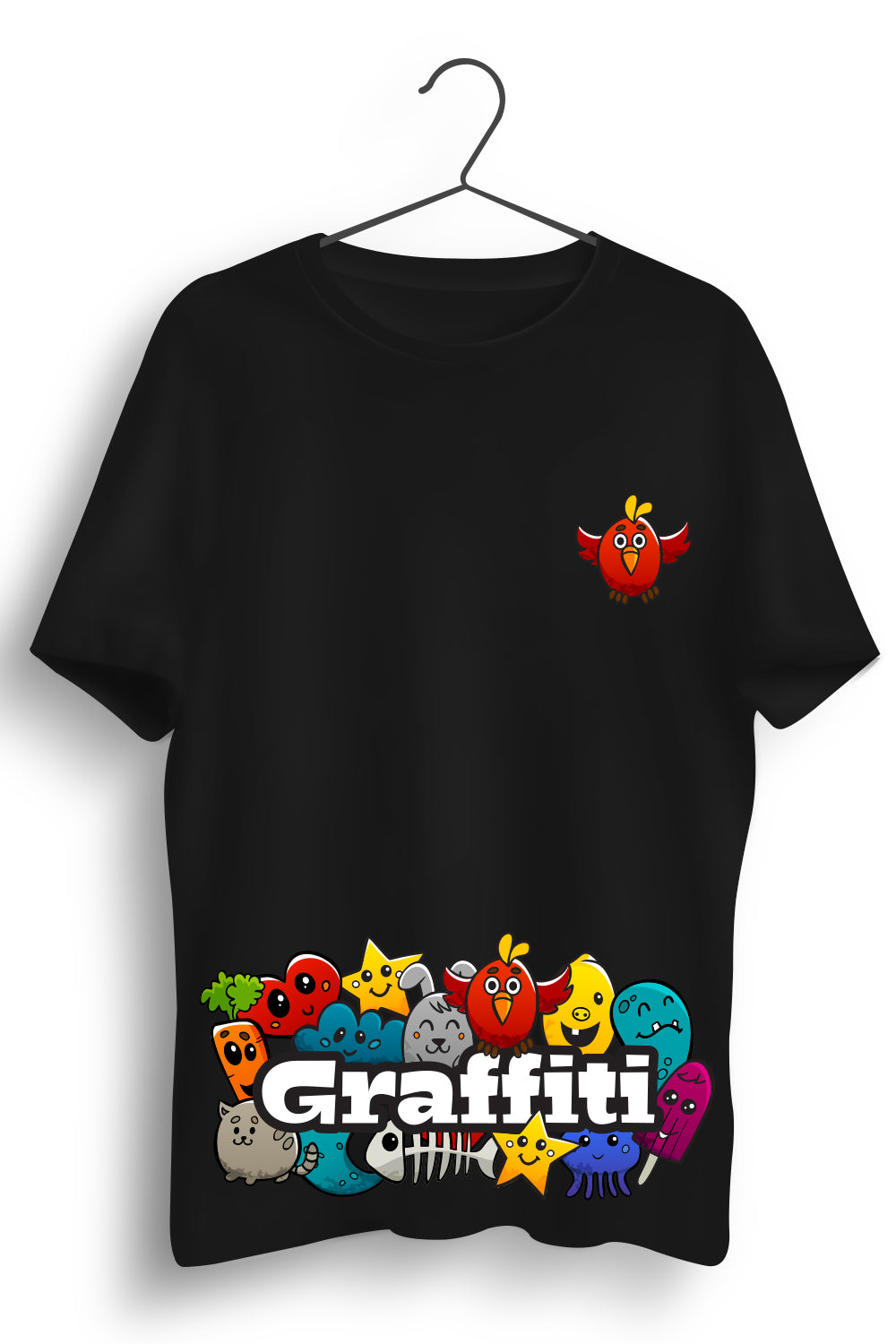 Graffiti Graphic Printed Black Tshirt