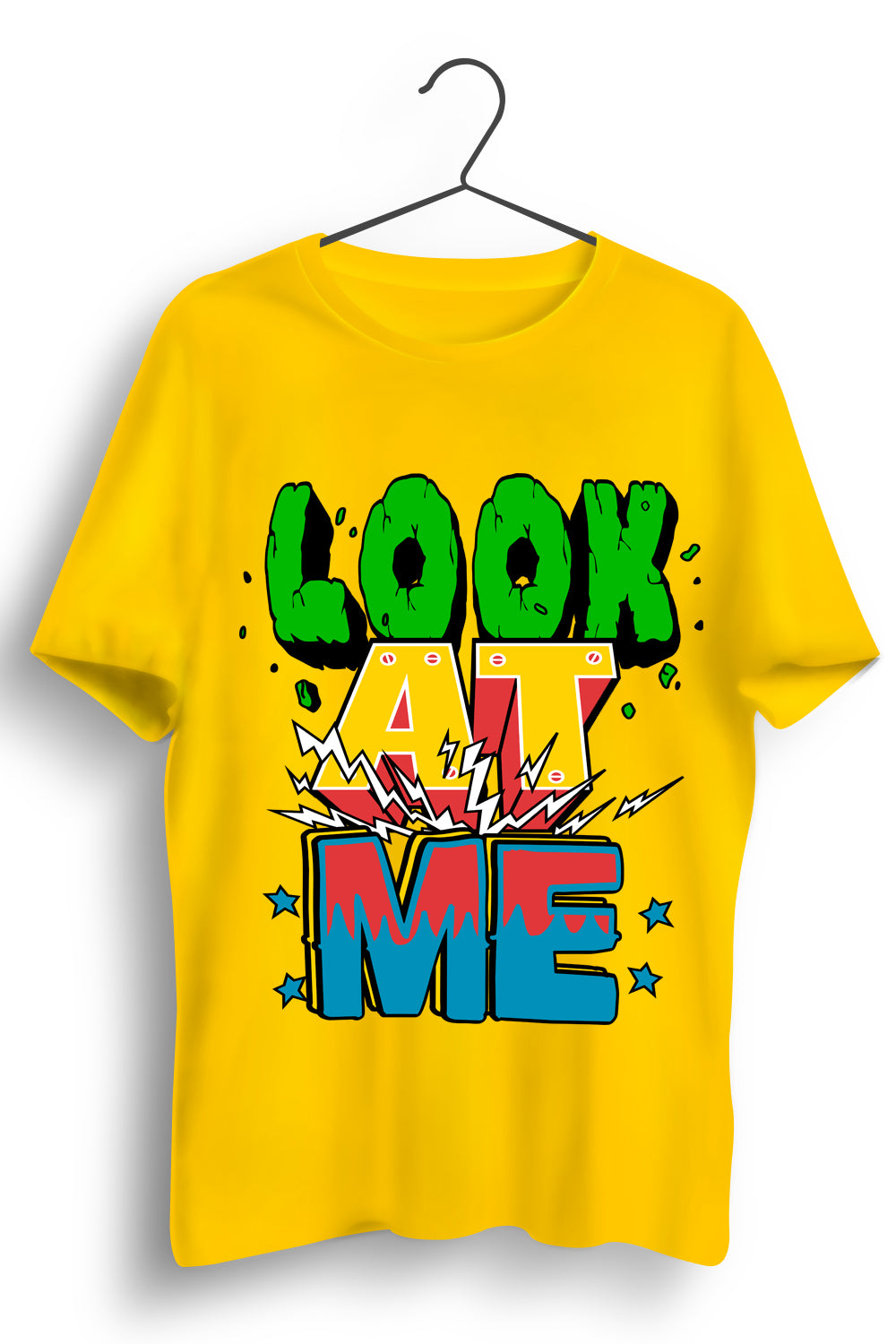 Look At Me Graphic Printed Yellow Tshirt