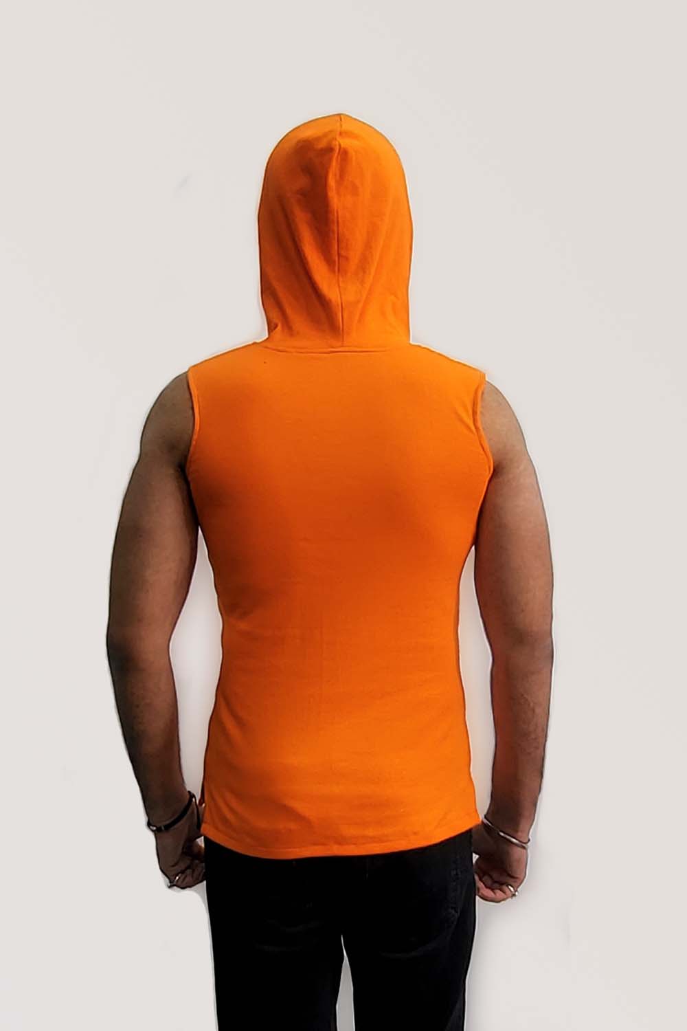 Orange sleeveless outlet hoodie