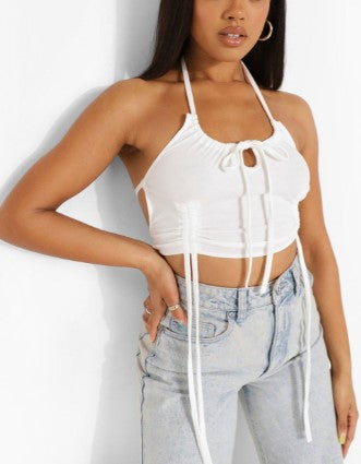 Strappy Ruched Waist Crop Top – Styched Fashion