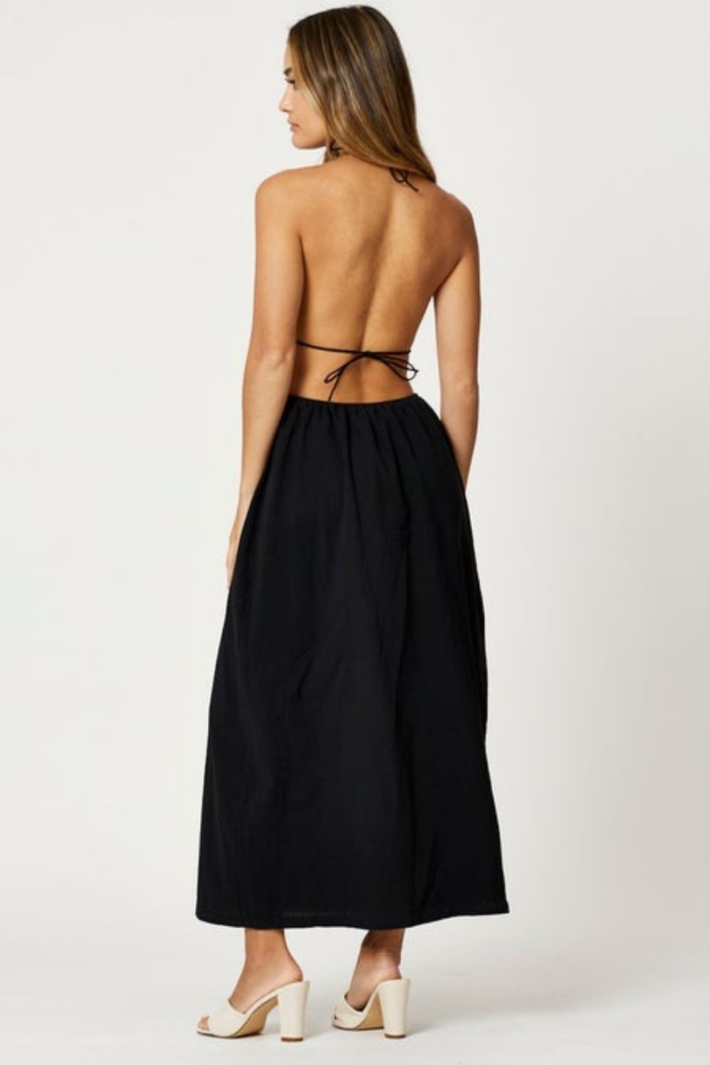 Backless Halter Neck Black Maxi Dress – Styched Fashion