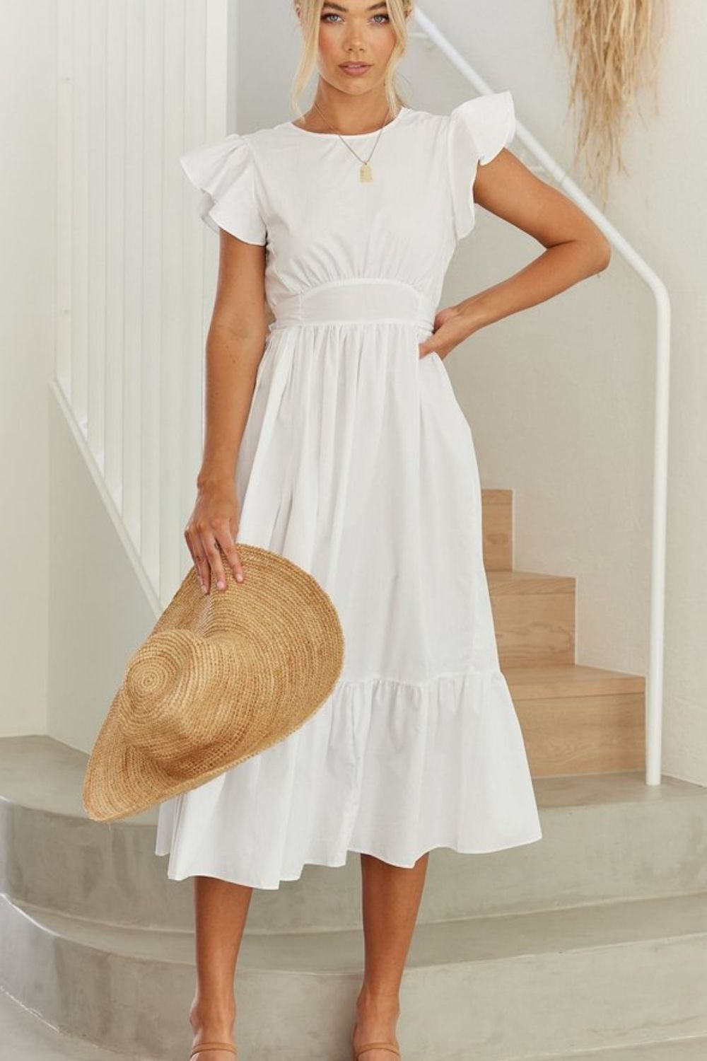 Josephine Midi Dress White Backless Cutout Semi Formal Dress Cocktail –  Runway Goddess