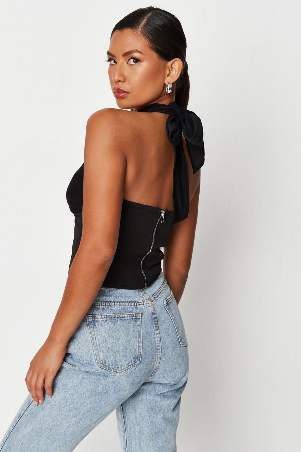 Black halter neck corset top – Styched Fashion