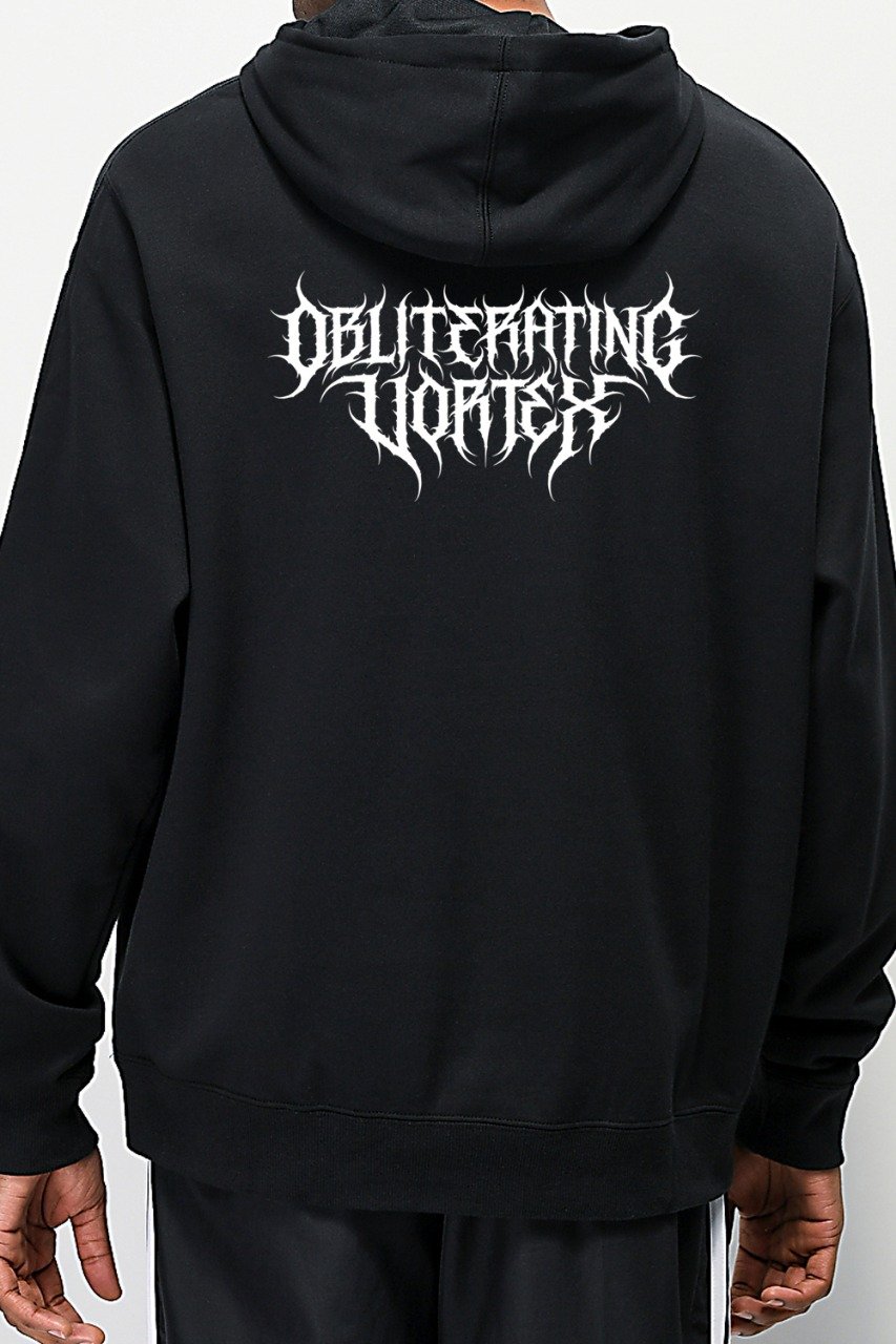 Black Hoodie With Demonic White Back Print