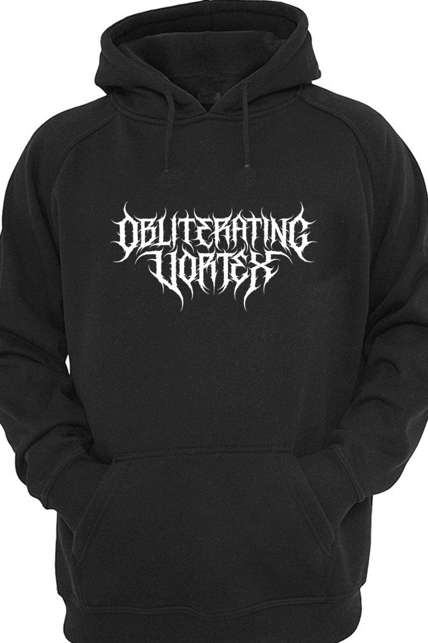 Black Hoodie With Demonic White Back Print