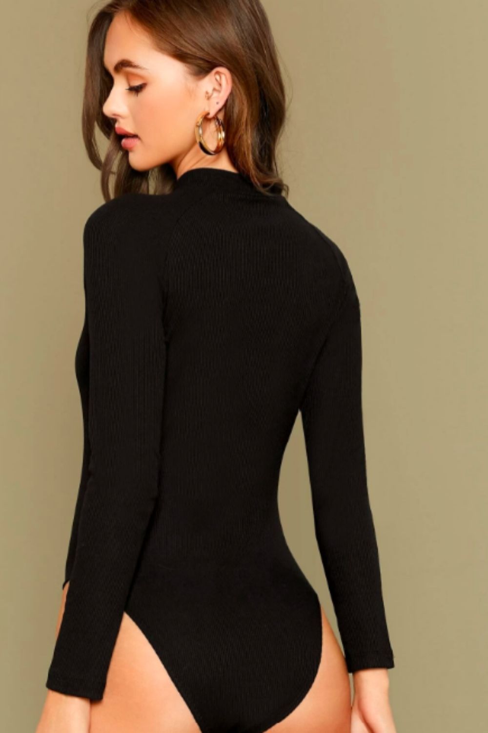 Zipper Front Solid Bodysuit – Styched Fashion