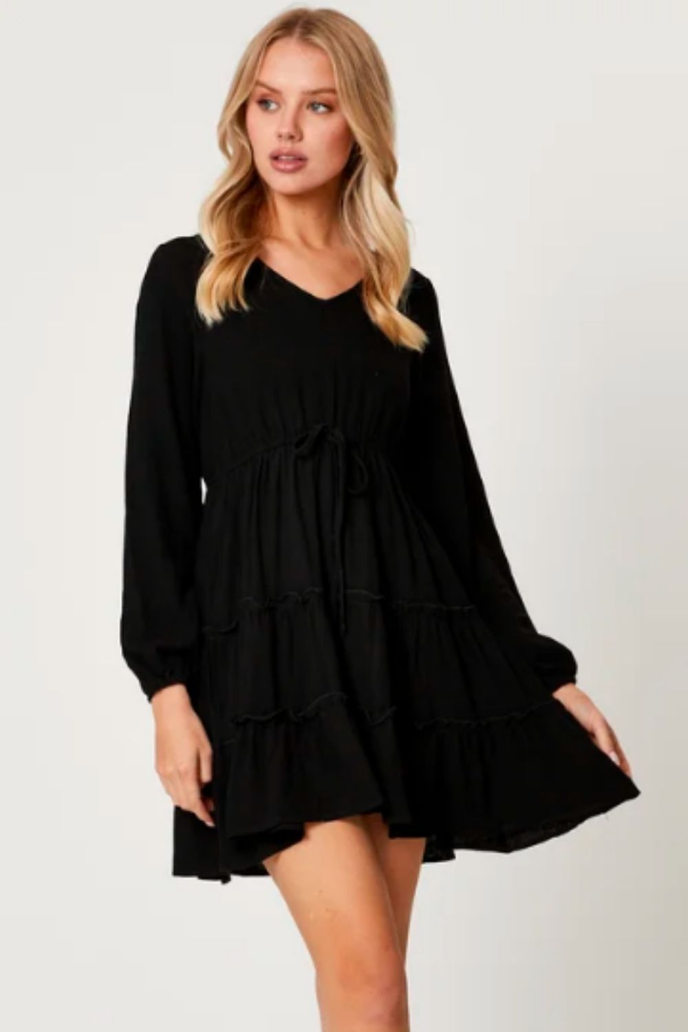 Tie Waist Ruffle Skater Dress – Styched Fashion