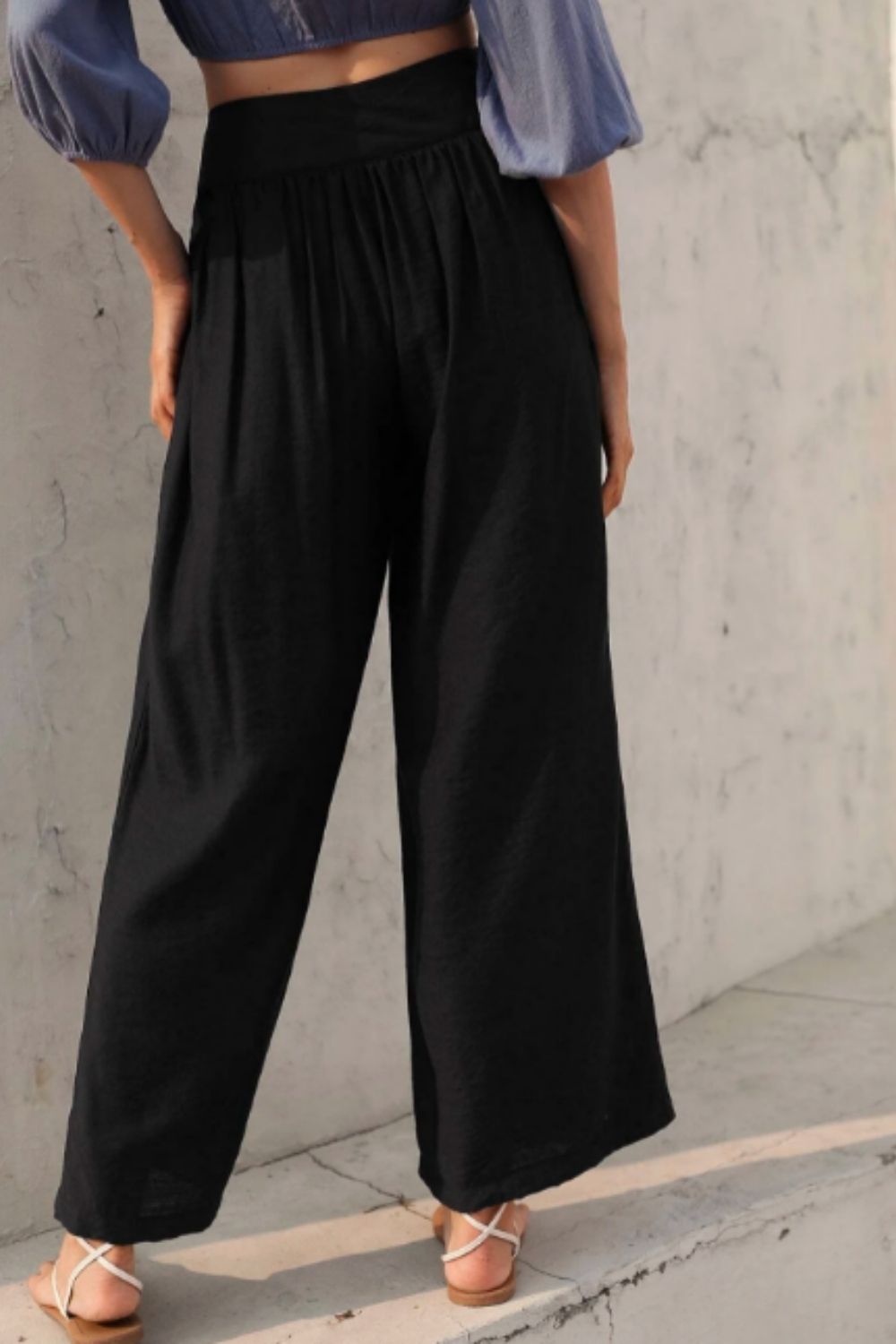 Buy online Women Black Solids Wide Leg Trousers from bottom wear for Women  by Baawri for ₹1189 at 58% off | 2024 Limeroad.com