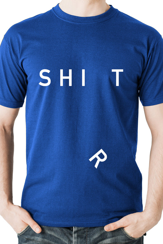 SHIRT - R Falling Off Graphic Printed Blue Cotton Tee