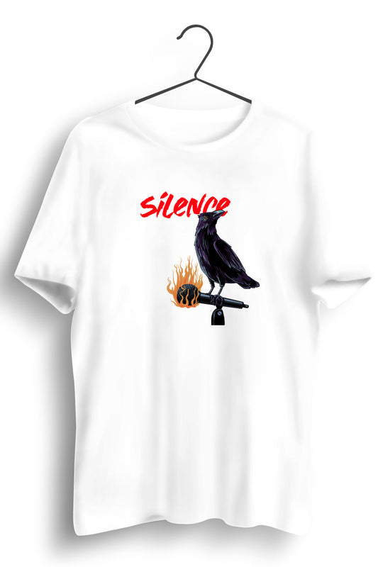 Silence Graphic Printed White Tshirt