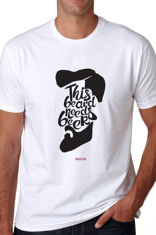 This Beard Needs Beer - Graphic T-Shirt White Color